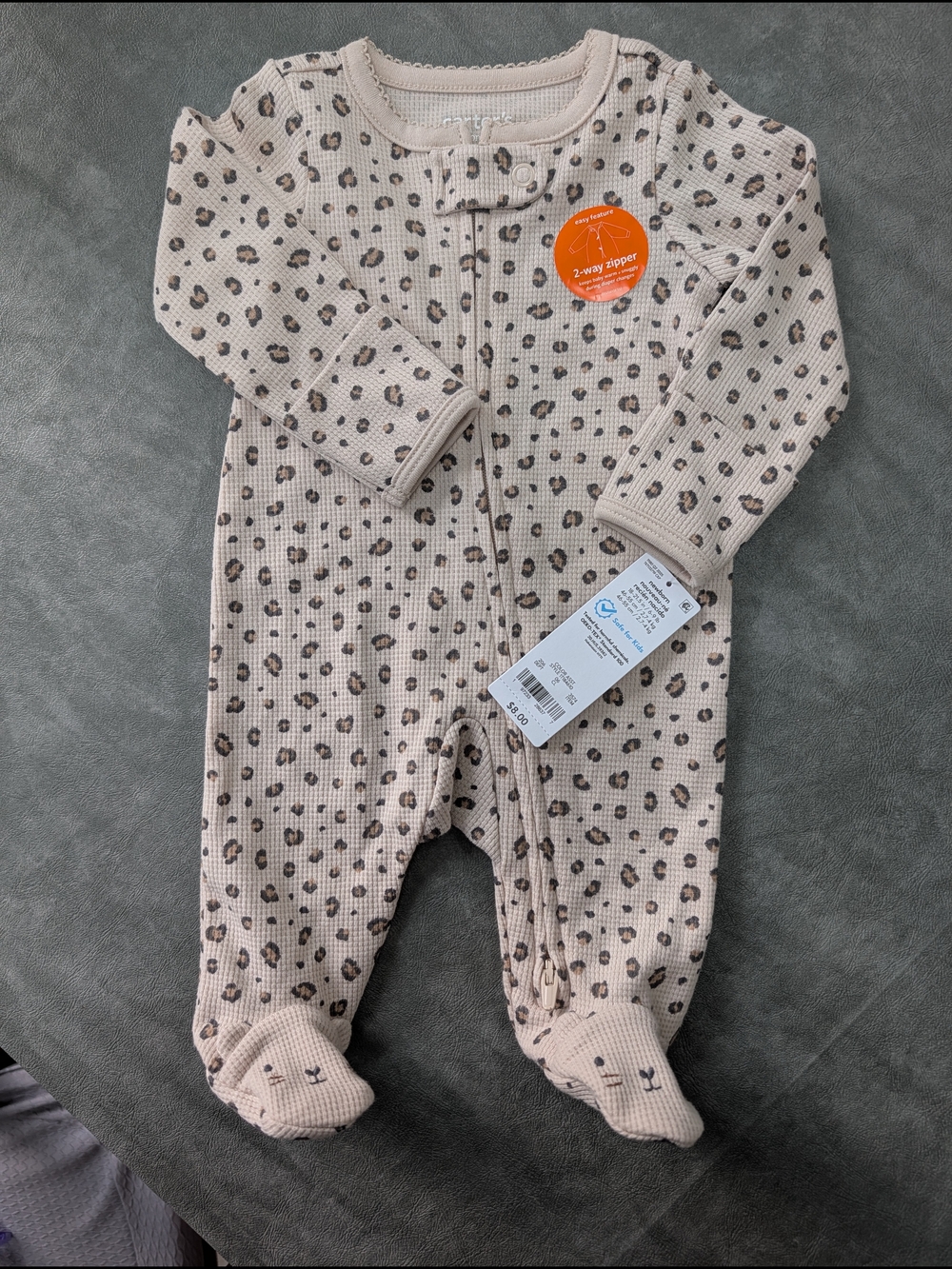 Carter's Beige Leopard Print Footed One-Piece